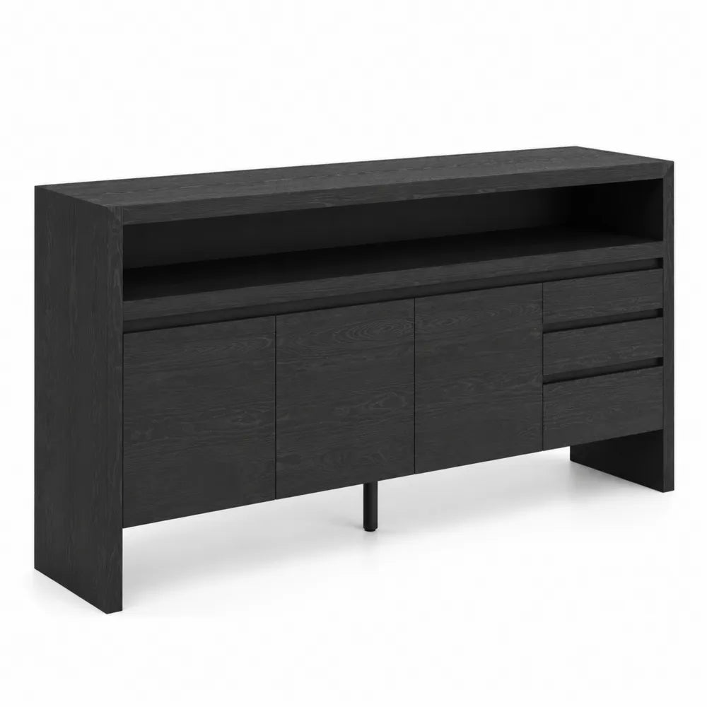 Madia in Legno Ingegnerizzato con Cassetti e Ante Nero