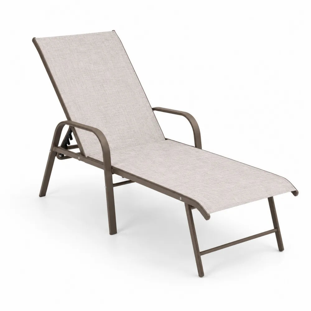 Sdraio in Metallo Marrone con Tessuto Beige