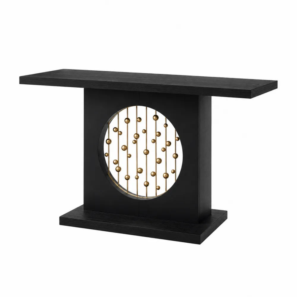 Consolle in legno MDF e metallo dorato nero
