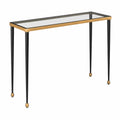 Consolle Rettangolare in Vetro Temperato e Metallo Nero/Ottone