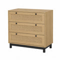 Cassettiera in Legno e Rattan con 3 Cassetti Naturale