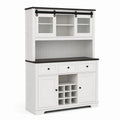 Credenza in legno MDF con ante in vetro e portabottiglie