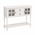 Credenza in legno MDF con ante in vetro temperato bianca 120x35x90 cm