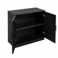 Credenza a Due Ante in Legno Verniciato Nero 80x40x70 cm