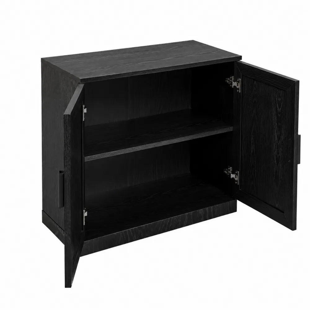 Credenza a Due Ante in Legno Verniciato Nero 80x40x70 cm
