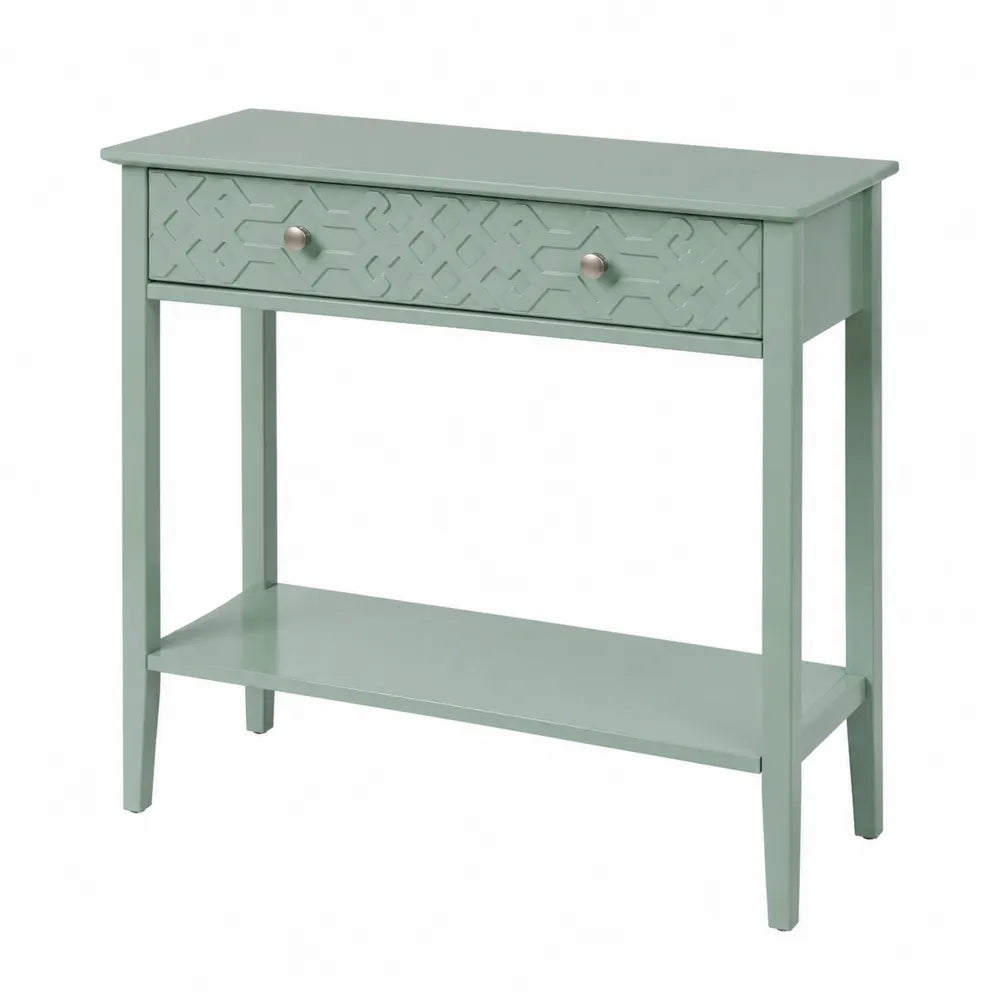 Consolle in legno verde con cassetto